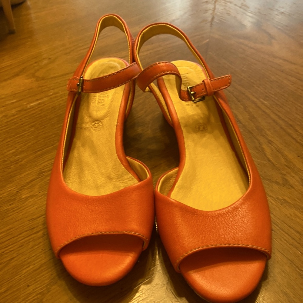 Bussola Orange Wedge Sandals